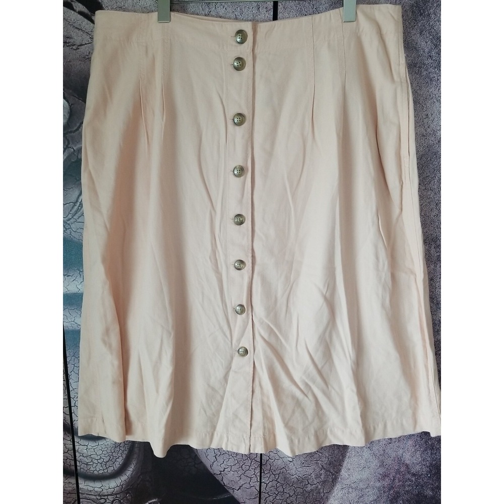 MADEWELL Women's Patio Button Front Midi Pale Orange Skirt Size 20 NWT